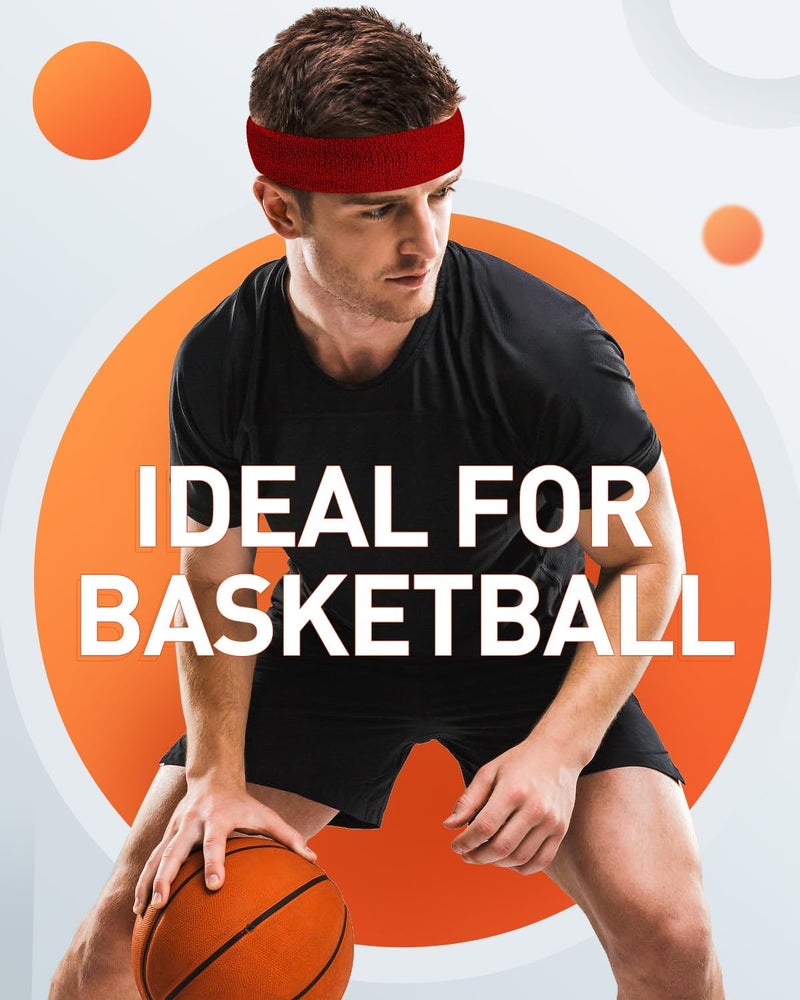 Tanluhu Sweatbands Sport Headbands for Men & Women,Terry Cloth Sweat Band for Tennis, Running, Basketball, Working Out, Execise - Athletic Sweat Cotton Headband Outdoor - Image 5